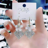 Geometric crystal opal earrings