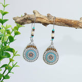 Alloy earrings openwork leaf turquoise earrings