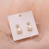S925 Silver Needle Square Pearl Gold Classic Earrings