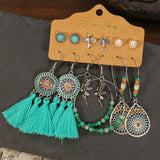 Retro geometric alloy tassel earrings