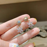 S925 silver needle five-petal flower earrings
