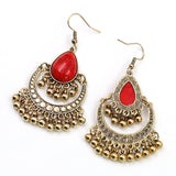 Alloy geometric bead turquoise earrings