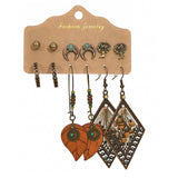 Retro geometric alloy tassel earrings