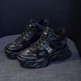 Fleece high-top dad shoes women's popular winter new Korean version warm sports shoes student ins cotton shoes K819-5
