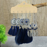 Fashion alloy leaves rhinestone wings tassels dripping oil feather earrings