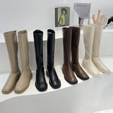 2025  boots women's Martin boots popular new mid-heel boots but knee Internet celebrity high boots velvet knight boots