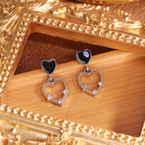 S925 silver needle openwork love heart shaped small sweet fashion earrings