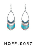 Long bead tassel drop earrings