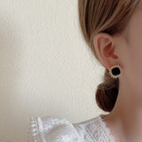 S925 silver needle simple geometric square earrings