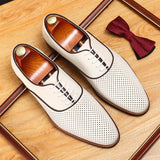 2025 Business casual shoes men's cowhide hollow breathable leather shoes simple men's British breathable soft surface soft sole men's shoes export