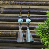 Vintage geometric fringed earrings