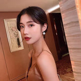 S925 silver needle square full diamond fashion simple earrings