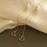 S925 silver needle gentle long tassel pearl earrings