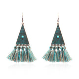National retro tassel geometric alloy earrings