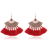 Fringed red earrings