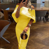 MOMENTLOVER New autumn cross-border women's clothing 2025 dresses independent station one-word collar turned shoulder slim dress hip dress