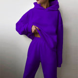MOMENTLOVER New 's new women's cross-border autumn sweater set, solid color casual fashion sports trousers two-piece set