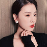 Love full diamond 925 silver heart earrings