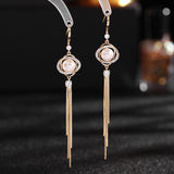 Tassel Earrings female set with zircon Pearl Earrings