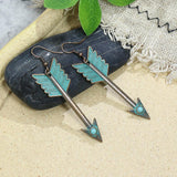 Wind leaf round openwork turquoise earrings