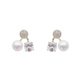 S925 silver needle micro-set rhinestone pearl earrings