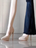 2025  Not tired feet waterproof table high heels women's thin heels pointed 2025 new black sexy versatile professional temperament single shoes