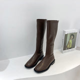 2025  boots women's Martin boots popular new mid-heel boots but knee Internet celebrity high boots velvet knight boots