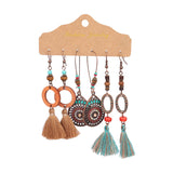 Geometric tassel flower shell earrings