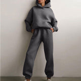 MOMENTLOVER New 's new women's cross-border autumn sweater set, solid color casual fashion sports trousers two-piece set