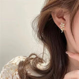S925 silver needle opal flower earrings