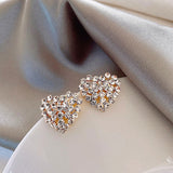 Love full diamond 925 silver heart earrings