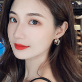 S925 silver needle fashionable metal C-shaped earrings