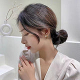 S925 silver needle camellia four-leaf flower pearl earrings