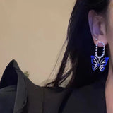 S925 Silver Needle Klein Blue Butterfly Earrings