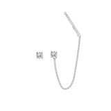 S925 silver needle rectangular chain herringbone earrings