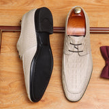 2025 Kuaishou leather shoes men's shoes new business casual formal wear men's genuine leather crocodile pattern round head derby shoes men's Popular trade
