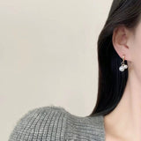 S925 silver needle simple pearl personalized geometric earrings