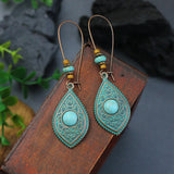 National retro tassel geometric alloy earrings