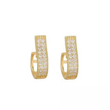 Genuine gold plated S925 silver needle geometric circular micro-embedded earrings