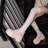 2025  Height-increasing knee boots Women's elastic and thin thick-soled boots Sweet and cool big tube circumference Thick legs Fat MM tall tube