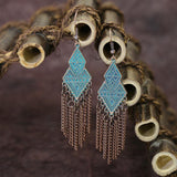 National retro tassel geometric alloy earrings