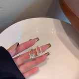 S925 Silver Needle Geometric Square Zircon Earrings