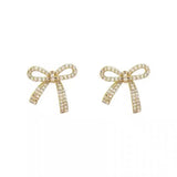 S925 silver needle delicate sweet bow earrings