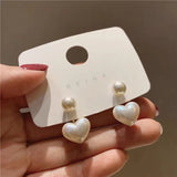 S925 silver needle simple small love pearl earrings