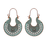 Retro geometric hollow flower alloy earrings