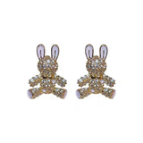 Black and white small exquisite lovely rabbit earrings