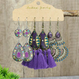 Purple irregular long earrings