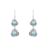 Turquoise earrings with wind flowers and water drops