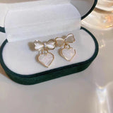 S925 silver needle opal bow love earrings
