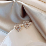Love full diamond 925 silver heart earrings